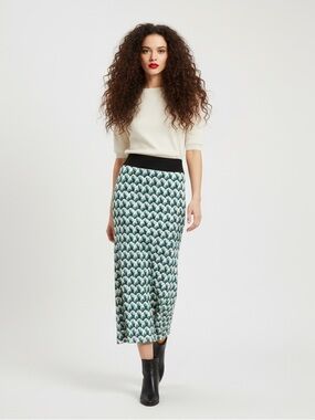 Karen Kane Baja Crochet Scallop Blue Green Maxi Skirt Size XS